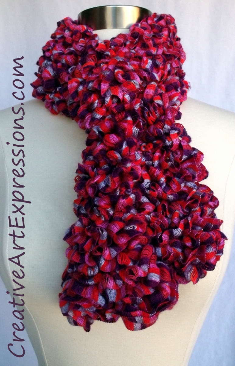 Creative Art Expressions Hand Knit Cinnamon Ruffle Scarf